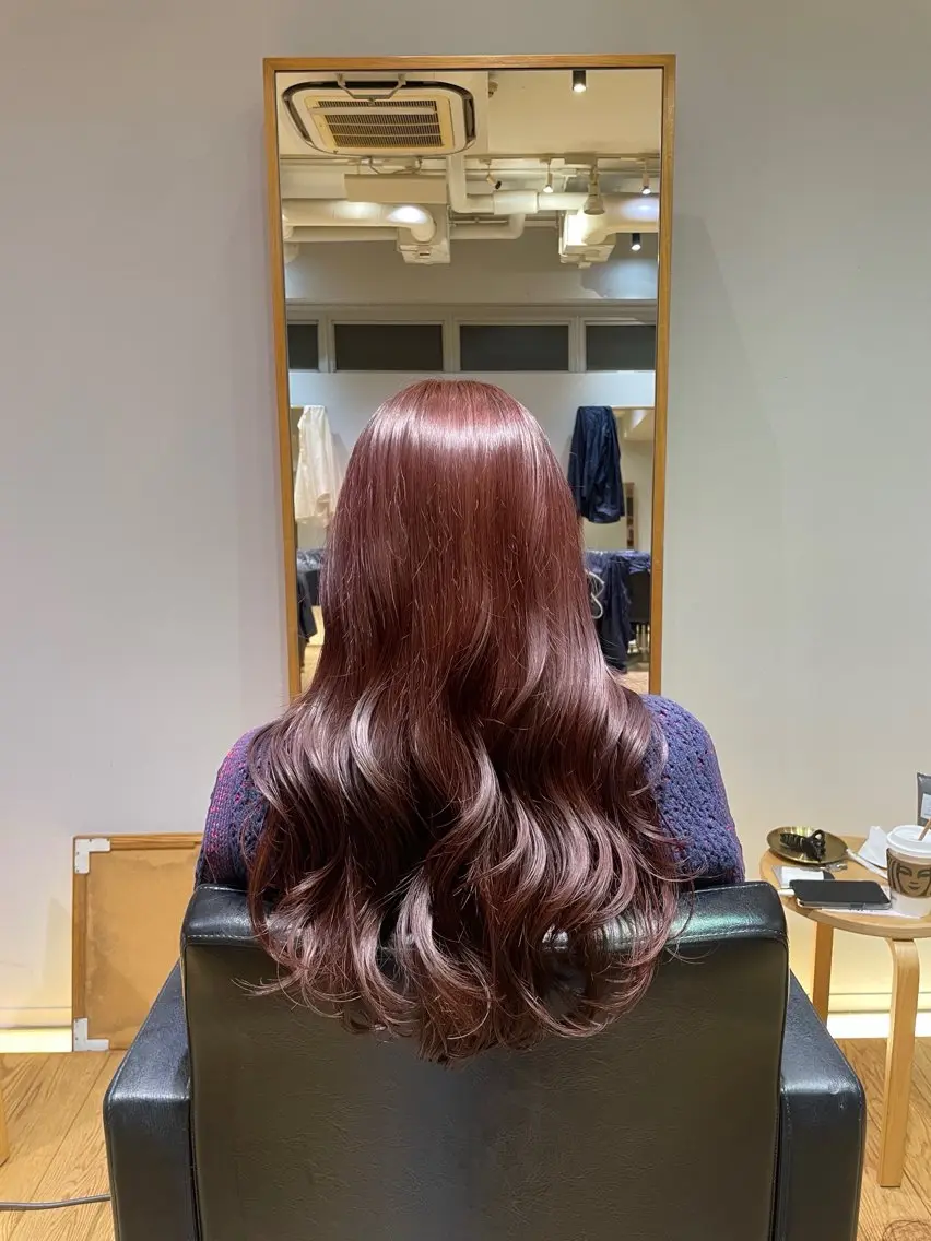 ロング カラー ブラウンカラー ピンクカラー ピンクブラウン カット ヘアカラー 縮毛矯正/レイヤー 🌙児玉光瑠のヘアスタイル