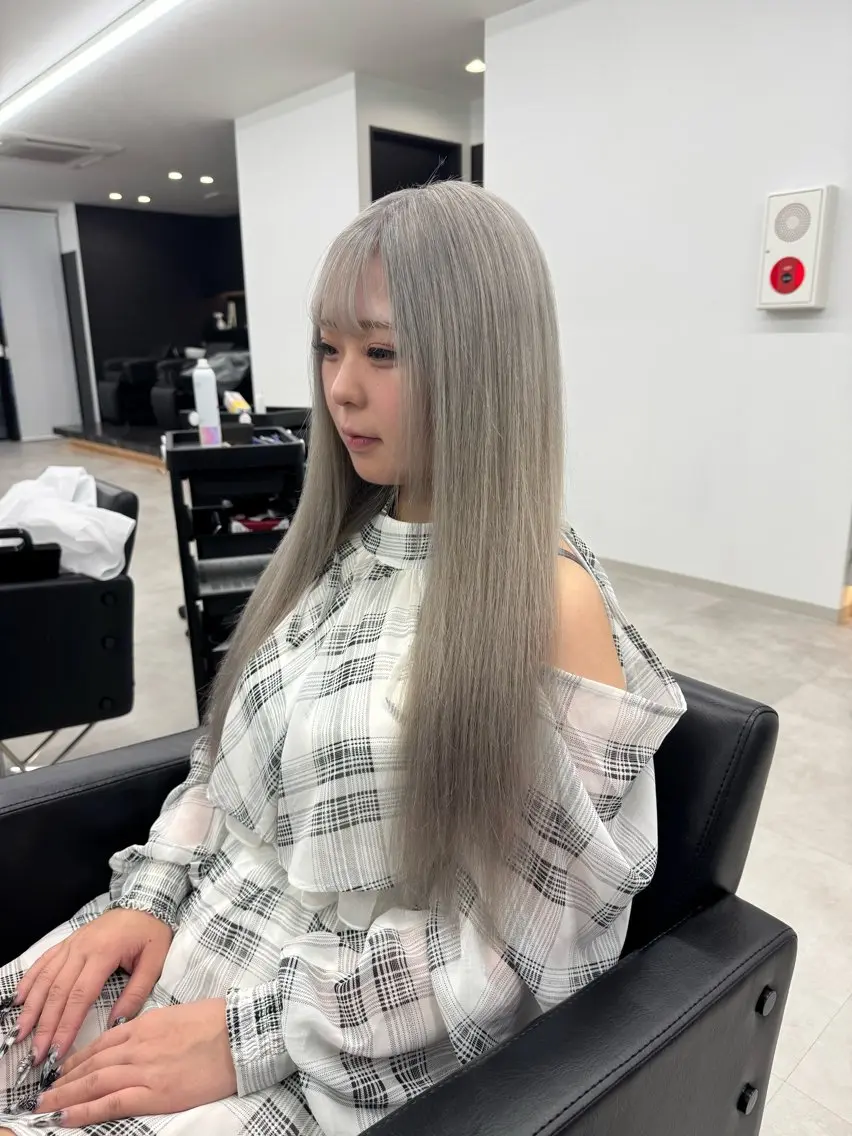 ロング カラー ブリーチ グレージュ エクステ ヘアカラー エクステ ベージュ/エクステ /職人/KENTAのヘアスタイル