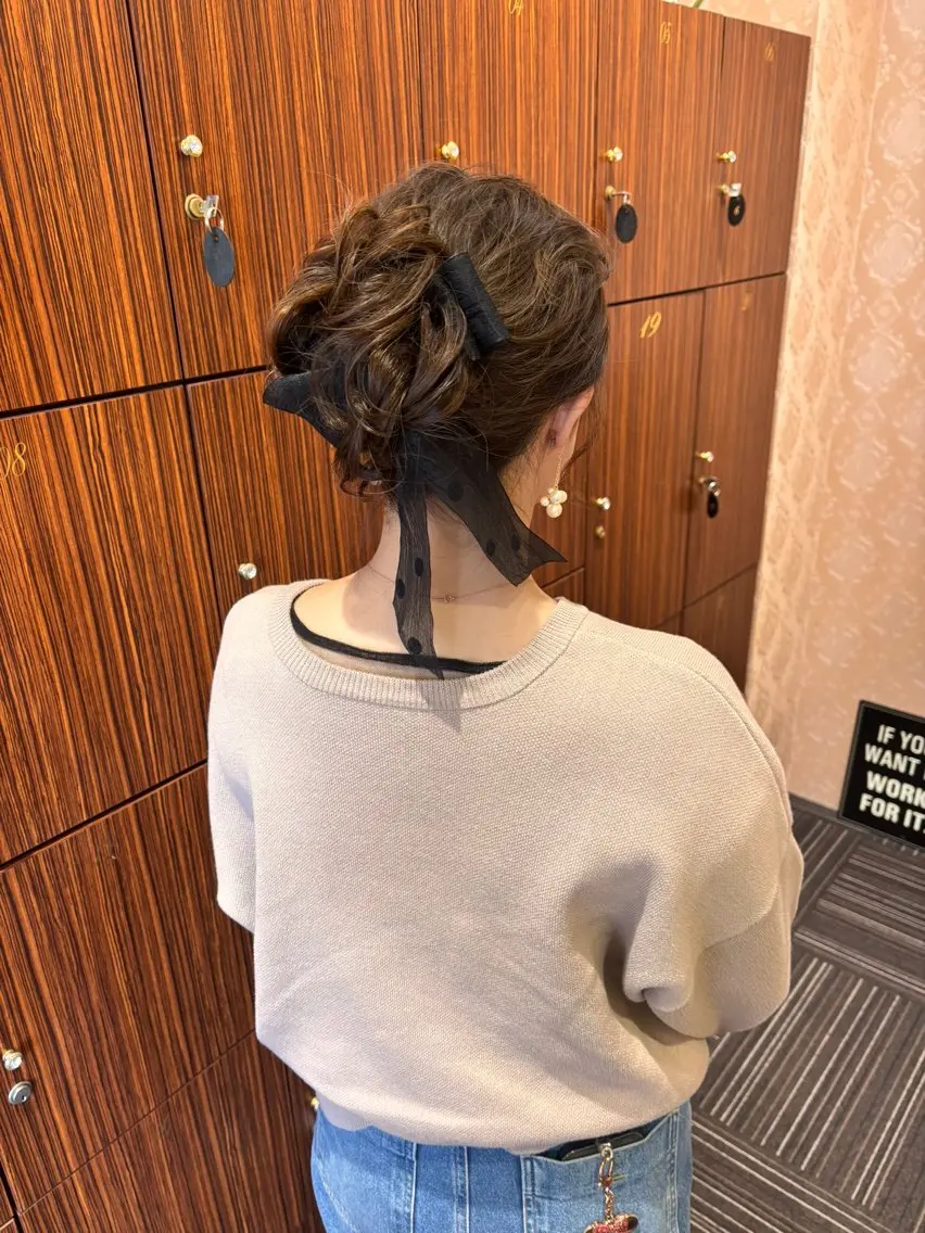 セミロング ヘアアレンジ ヘアセット 高橋 佳那のヘアスタイル