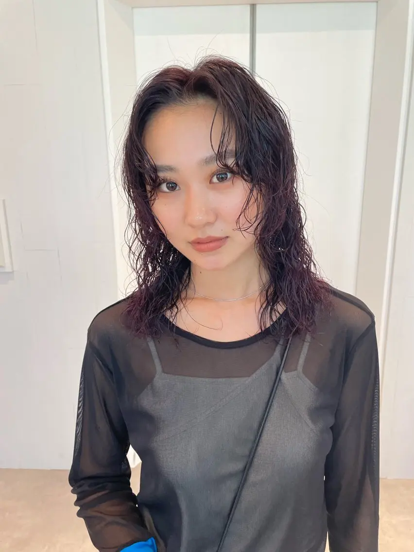 ミディアム カラー パーマ ミディアムレイヤー ミディアムパーマ レイヤーカット カット ヘアカラー パーマ トリートメント パーマ/パーマ落とし 【Kouta】のヘアスタイル