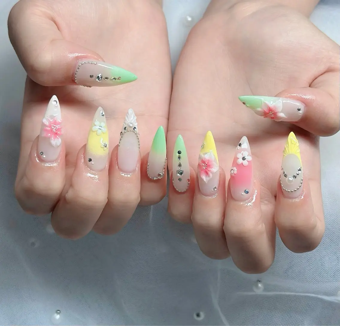 ネイル ハート キラキラネイル リボン ハンドネイル キノコ H.babynailのネイルデザイン