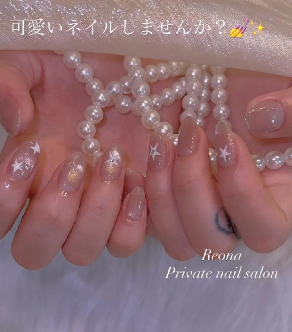 ネイル ハート マグネットネイル ミラーネイル 夏ネイル ハンドネイル Reona Nailのネイルデザイン