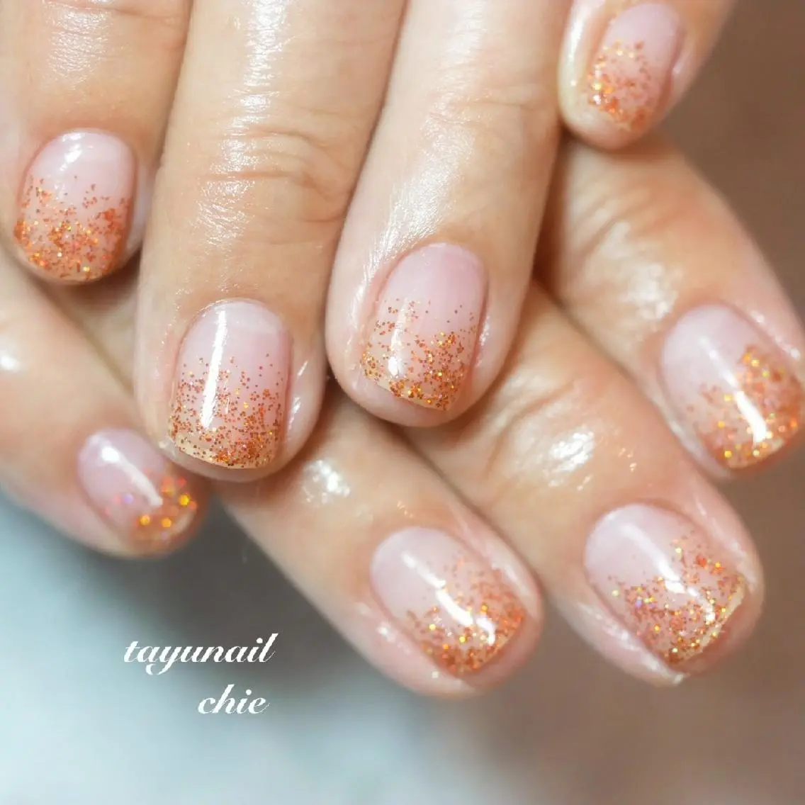 ネイル ブルー クリアネイル ジェルネイル グラデーション キラキラネイル ネイルサロン 【たゆnail】のネイルデザイン