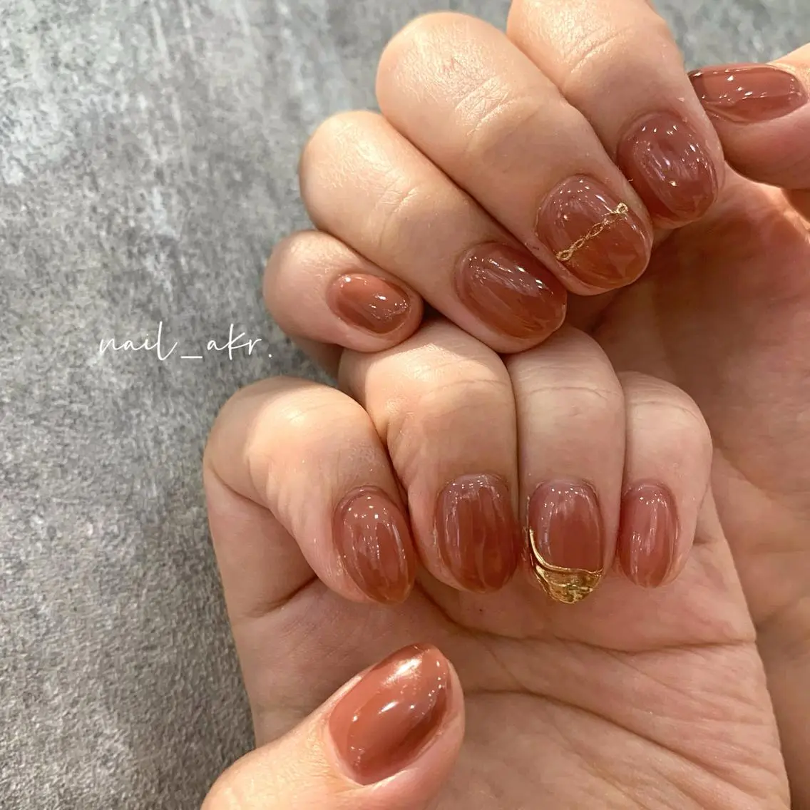 ネイル アートネイル ブラウン ピンク nailAVANCE akariのネイルデザイン