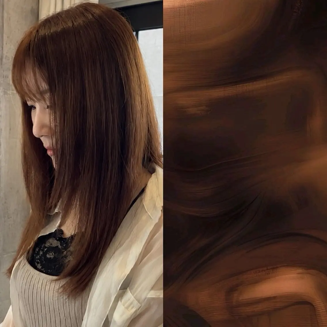 セミロング カラー ブラウンカラー ヘアカラー ハマノ ミユのヘアスタイル