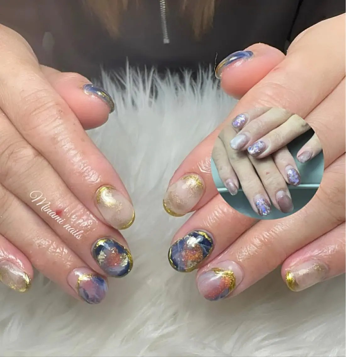 ネイル アートネイル オーロラネイル ガーリー キラキラネイル 韓国ネイル ハンドネイル Minami Nailsのネイルデザイン