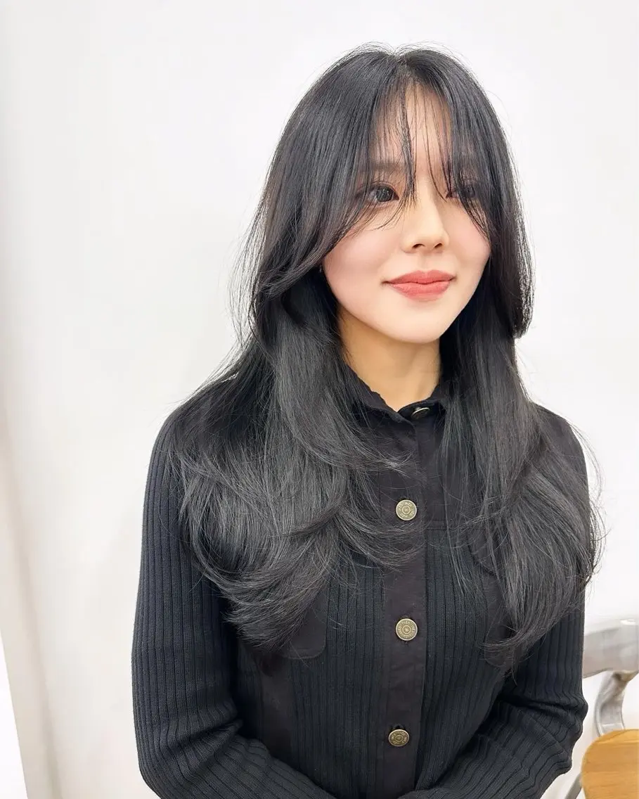 セミロング カラー パーマ ヘアアレンジ メンズ カット ヘアカラー トリートメント 顔まわりレイヤー× 韓国ヘアオタベシンヤのヘアスタイル