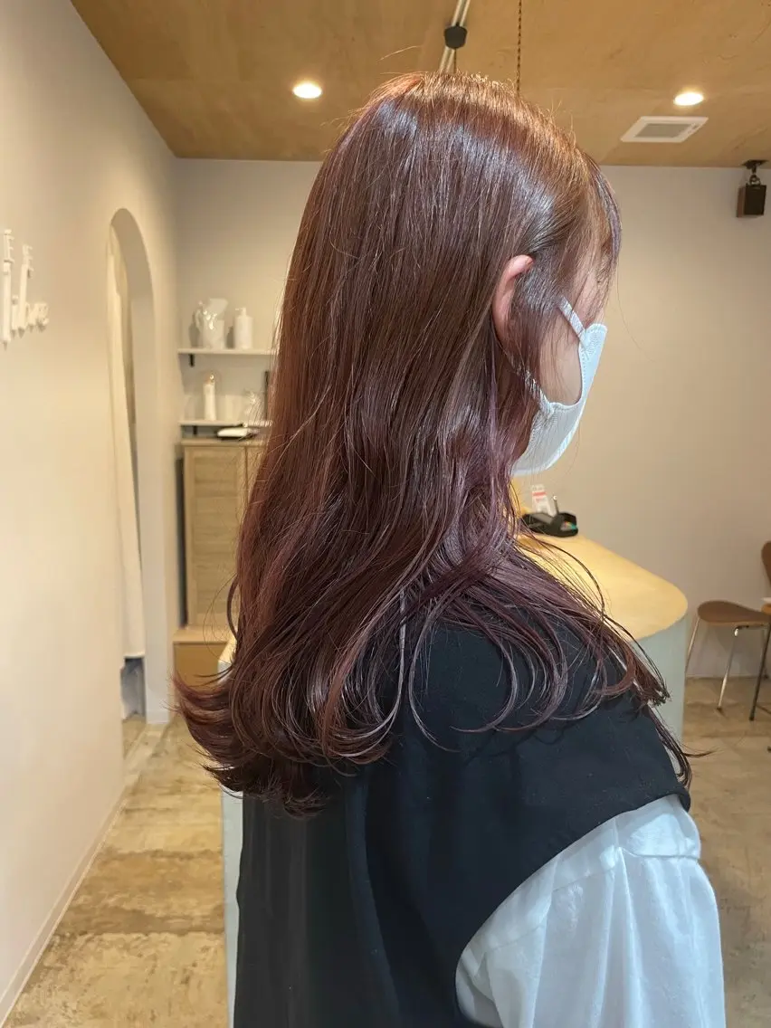 ロング カラー ブラウンカラー ピンクカラー ピンクブラウン カット ヘアカラー トリートメント 真弓 理沙/艶カラーのヘアスタイル