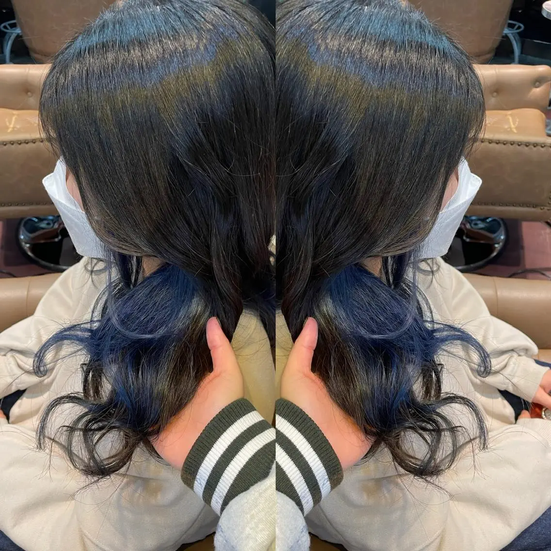 セミロング カラー ブリーチ ブルーカラー ケアブリーチ インナーカラー 👑派手髪/カット 👑ANRYのヘアスタイル