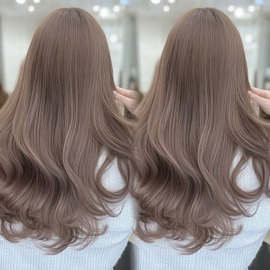 ロング 韓国風ヘア レイヤーカット ヘアカラー トリートメント 顔まわりレイヤー/諒 オリーブカラー/天神のヘアスタイル