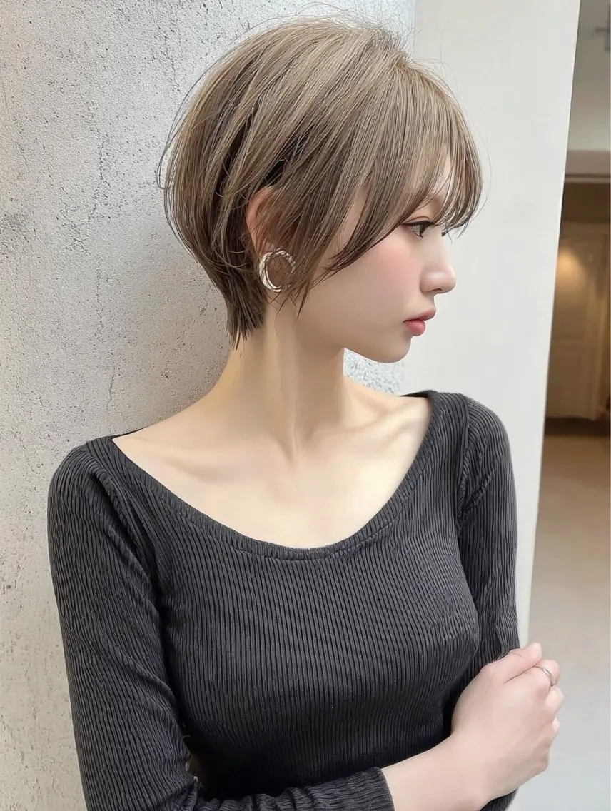 ショート ボブ 髪質改善 韓国風ヘア レイヤーカット ショートヘア カット ヘアカラー 髪質改善/レイヤー/ 佐藤　舞🌷🫧のヘアスタイル