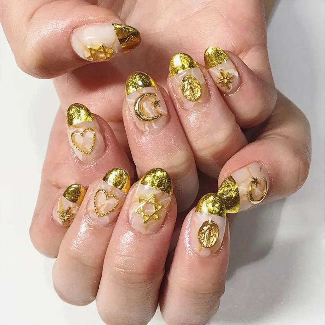 ネイル 渋谷／チップ長さ出し 👑アプレgel-xのネイルデザイン