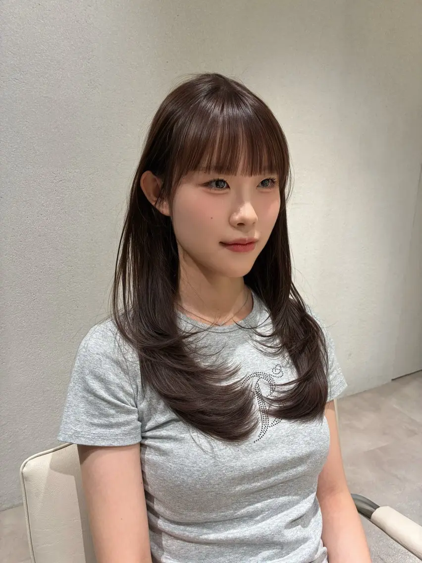 ミディアム ミディアムレイヤー レイヤーカット カット ヘアカラー 安達 祥生のヘアスタイル
