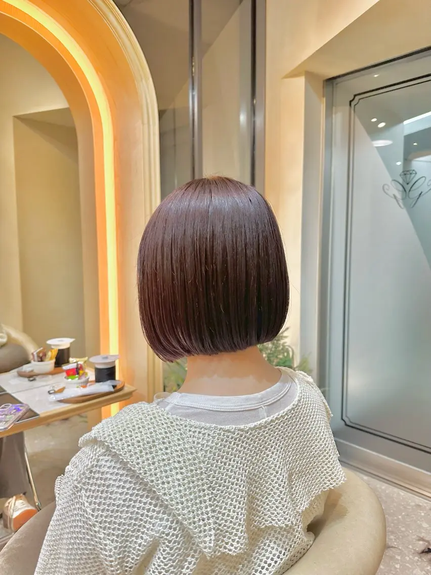 ミディアム カラー ボブ 撮影モデル募集【くび れショートボブ】馨のヘアスタイル