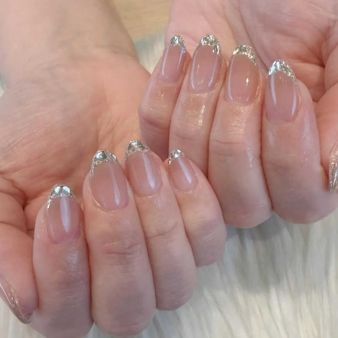 ネイル フレンチネイル ガラスフレンチ ハンドネイル Kanai Harukaのネイルデザイン