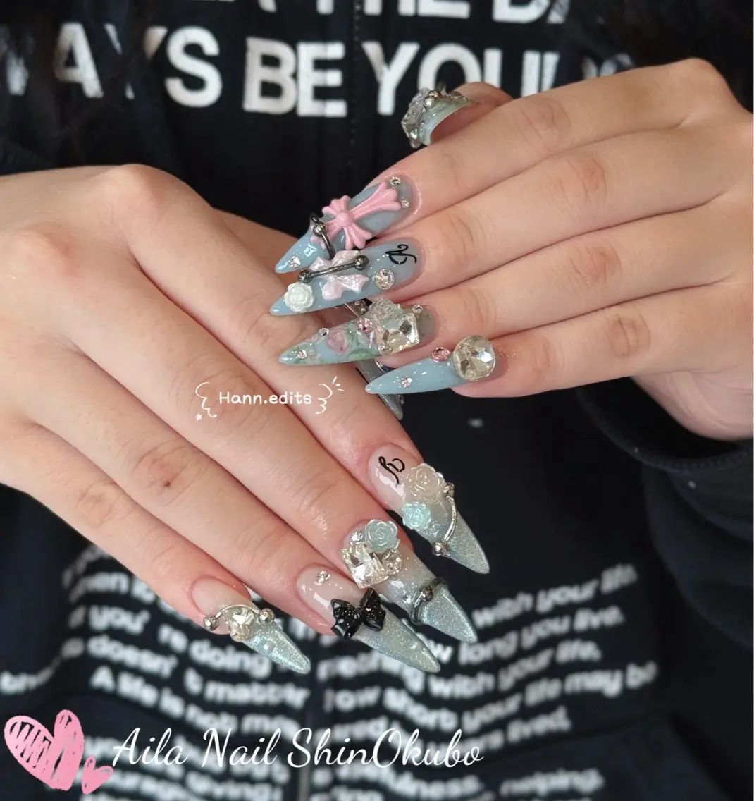 セミロング 韓国風ヘア ハンドネイル Aila Nail ShinOkuboのネイルデザイン