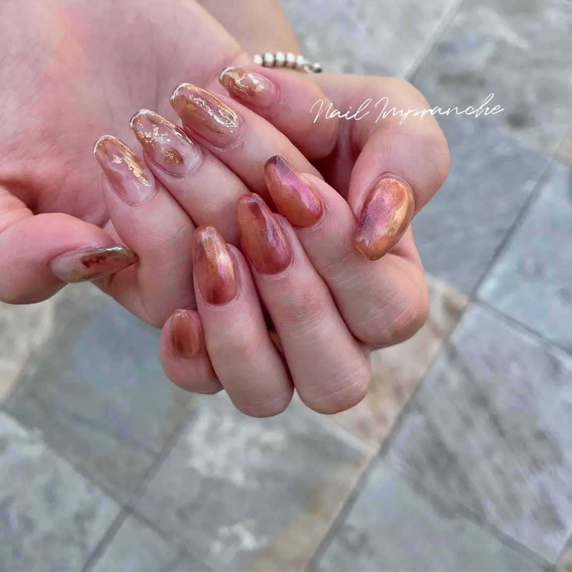 カラー ヘアアレンジ ネイル マツエク・マツパ ブラウンカラー カラーマツエク ブラウン ニュアンスネイル ハンドネイル 松井 亜由美のネイルデザイン