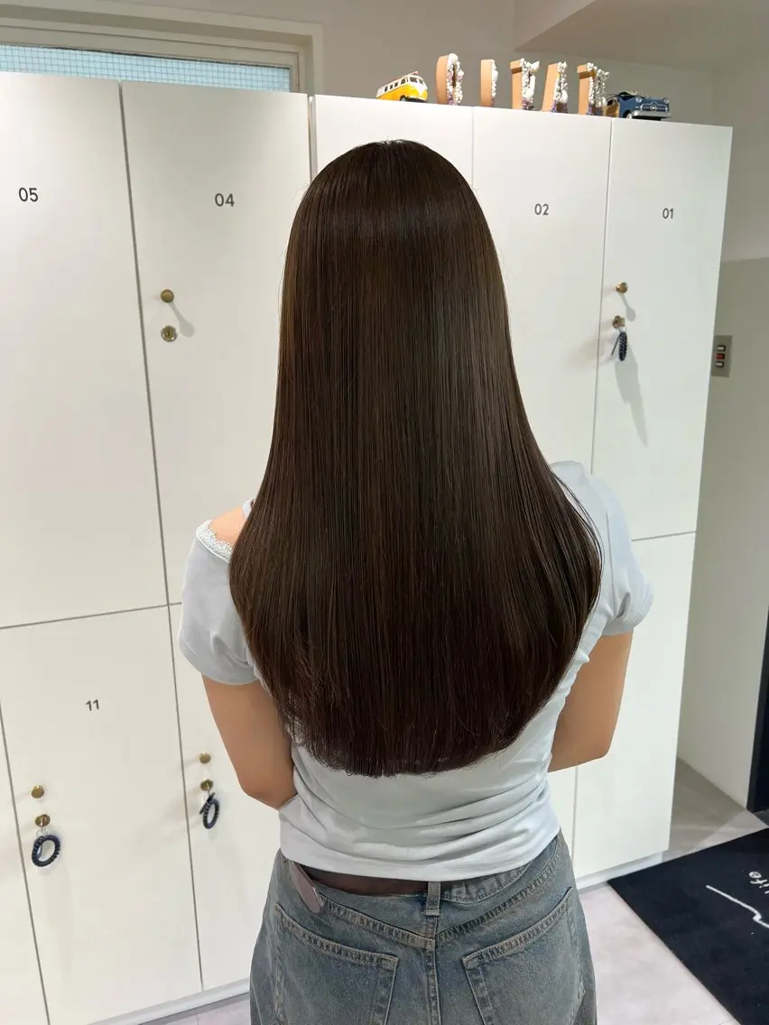 ロング カラー ベージュカラー オリーブベージュ オレンジ ヘアカラー トリートメント 艶ベージュ/オリーブ カラー🫒airiのヘアスタイル