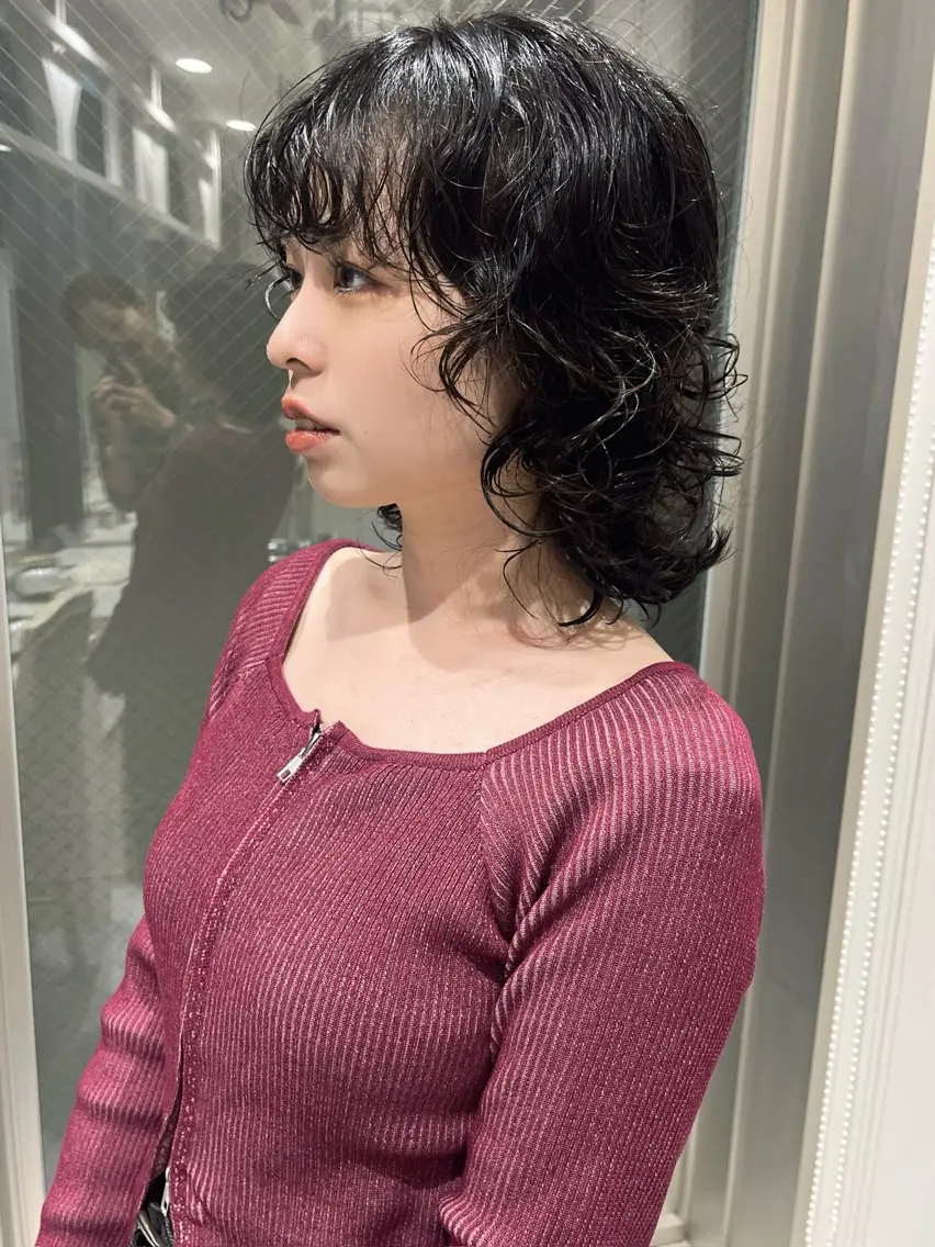 ミディアム パーマ カット パーマ ウルフカット/吉村 桃子のヘアスタイル