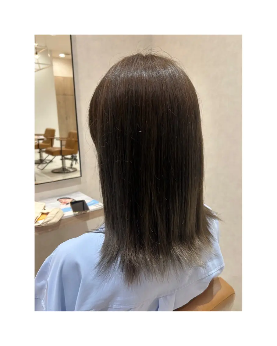 ミディアム カラー パーマ オリーブカラー 縮毛矯正 トリートメント ヘアカラー 縮毛矯正 ヘアセット 艶髪ストレート✨️ ほのか☺︎″のヘアスタイル