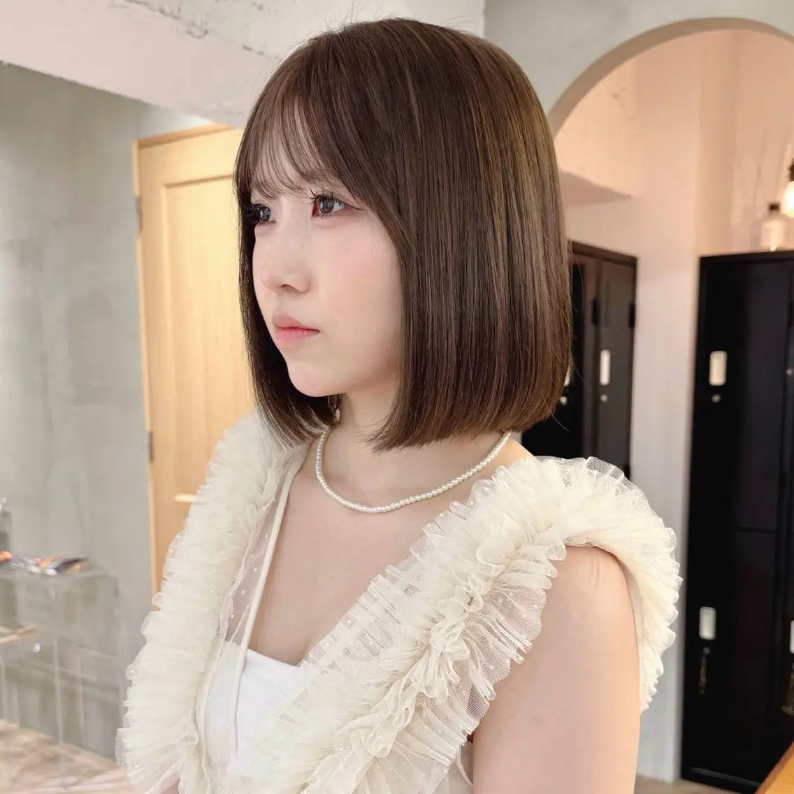 ミディアム カラー ボブ 縮毛矯正 カット ヘアカラー トリートメント ボブ/レイヤー/栄 🌟梅田盛一のヘアスタイル