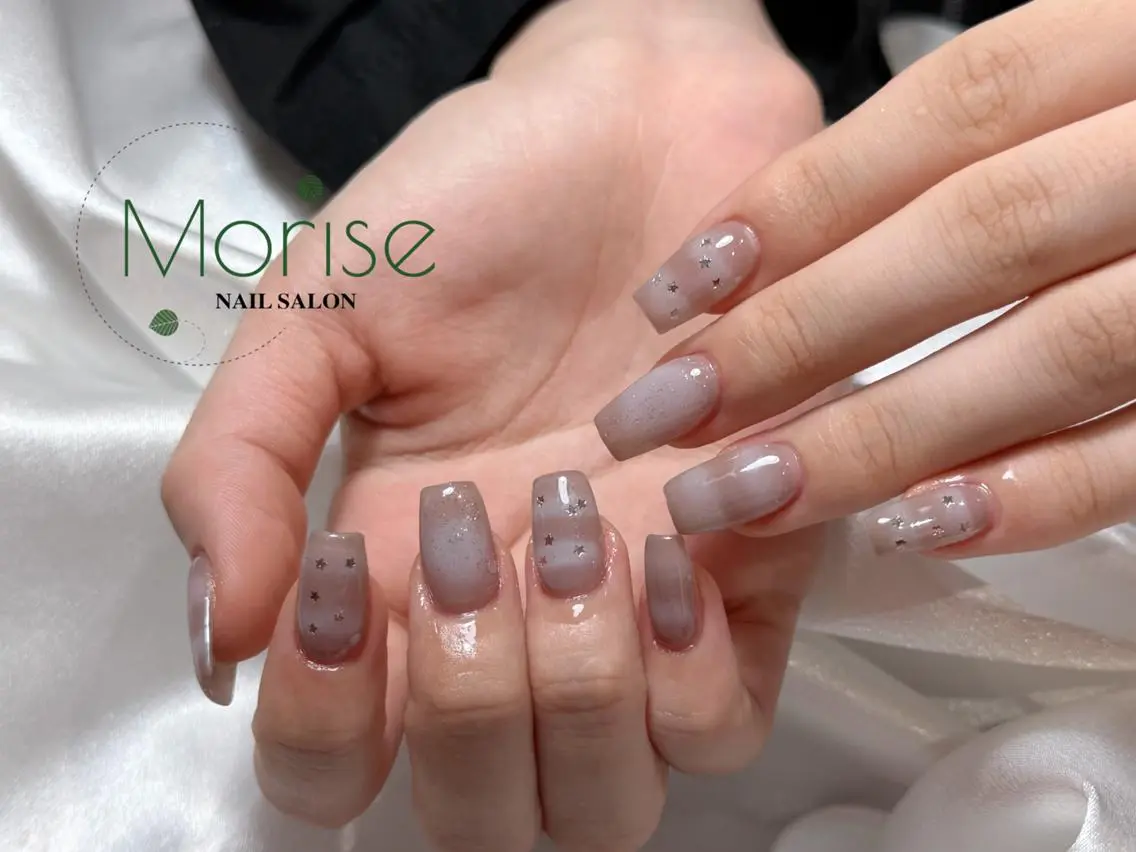 ネイル 長さ出し フレンチネイル ジェルネイル ガラスフレンチ 韓国ネイル MoriseNail Jr研修💜はるかのネイルデザイン