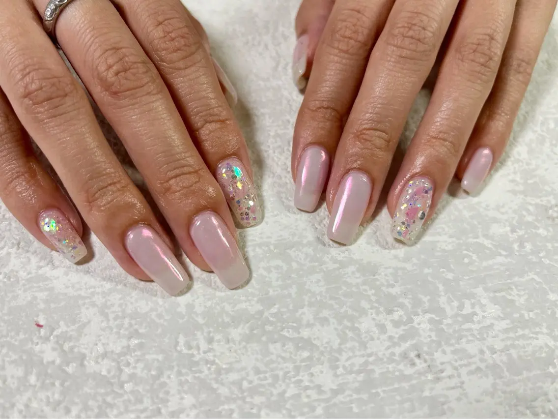 ネイル オーロラネイル ジェルネイル メンズネイル パラジェル ワンホンネイル kiki nail たまプラーザのネイルデザイン