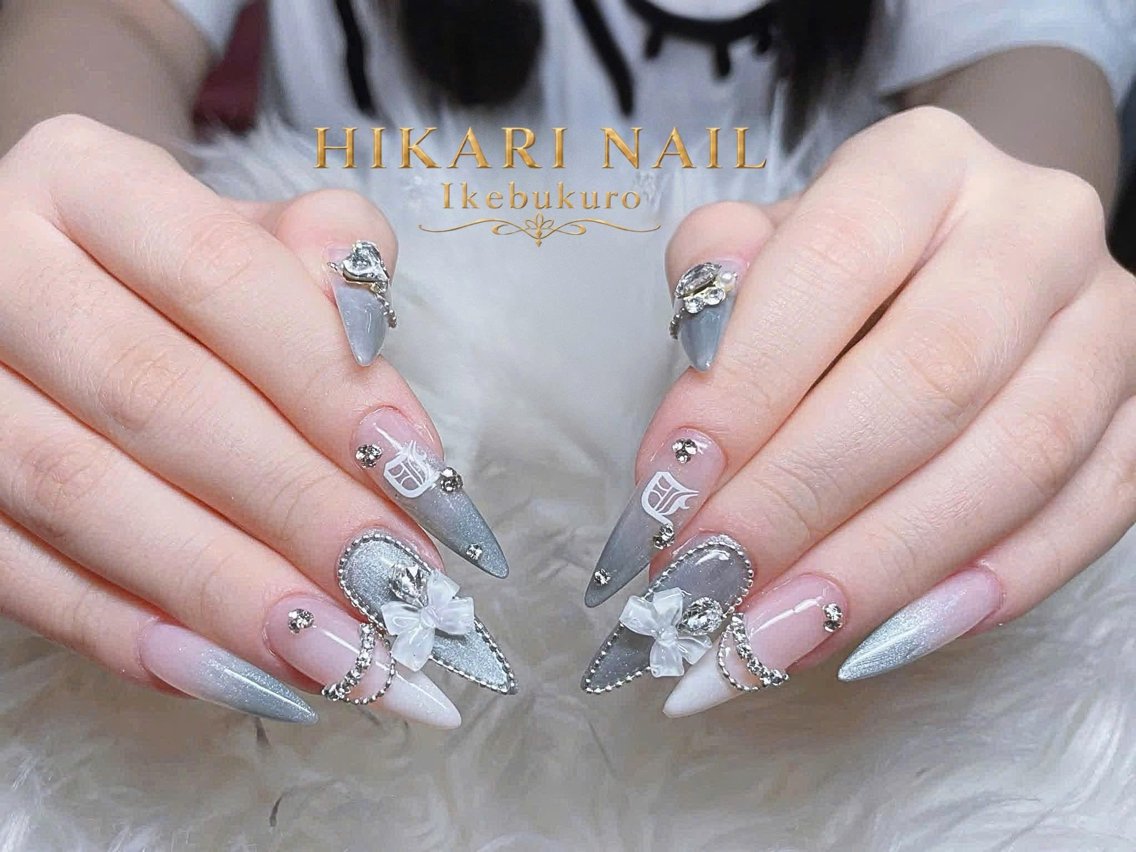 ネイル チークネイル 長さ出し フレンチネイル ガーリー ハロウィン ハンドネイル HikariNail Ikebukuroのネイルデザイン