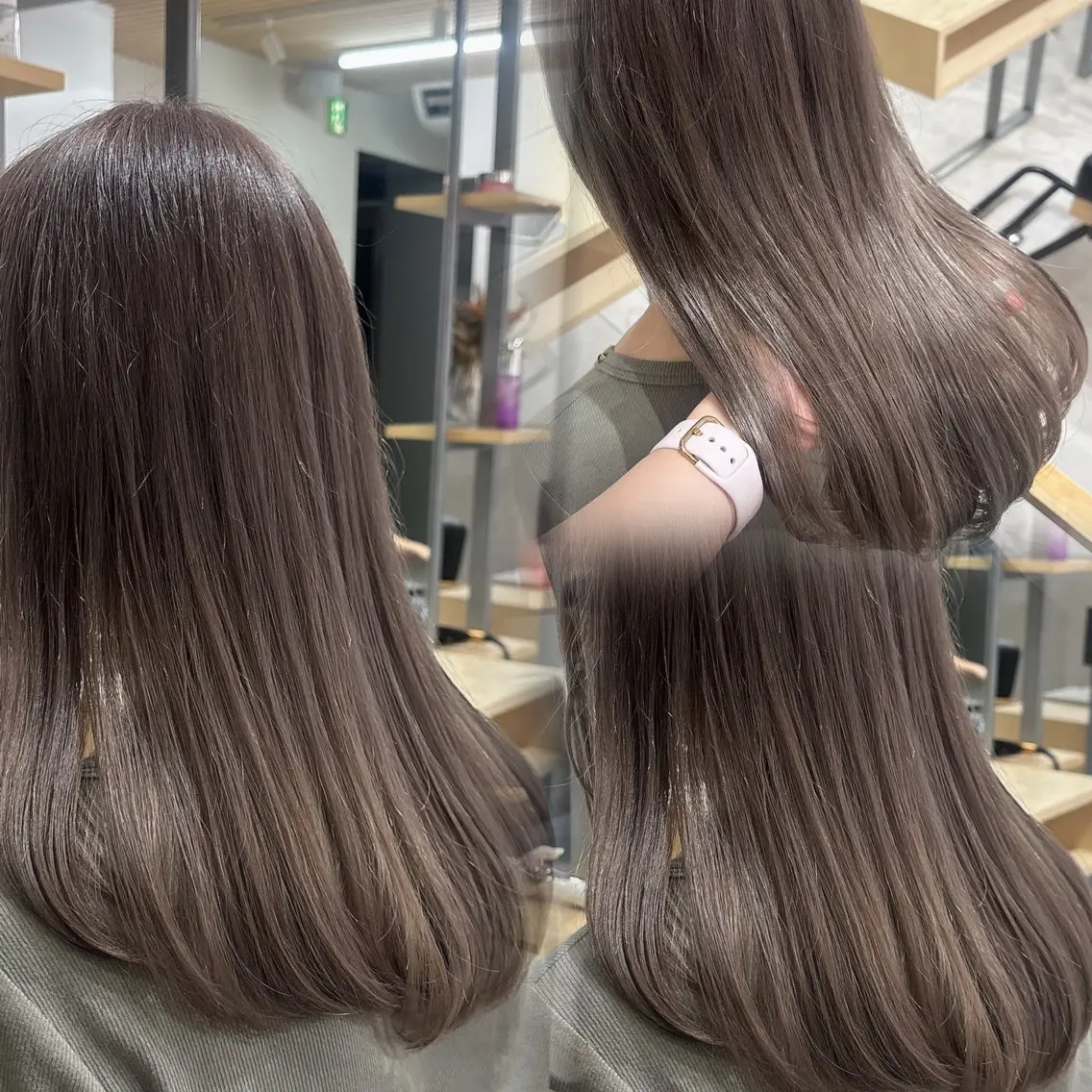 ロング カラー ヘアアレンジ ヘアカラー トリートメント ベージュ/グレージュ 🧸あやか/表参道のヘアスタイル