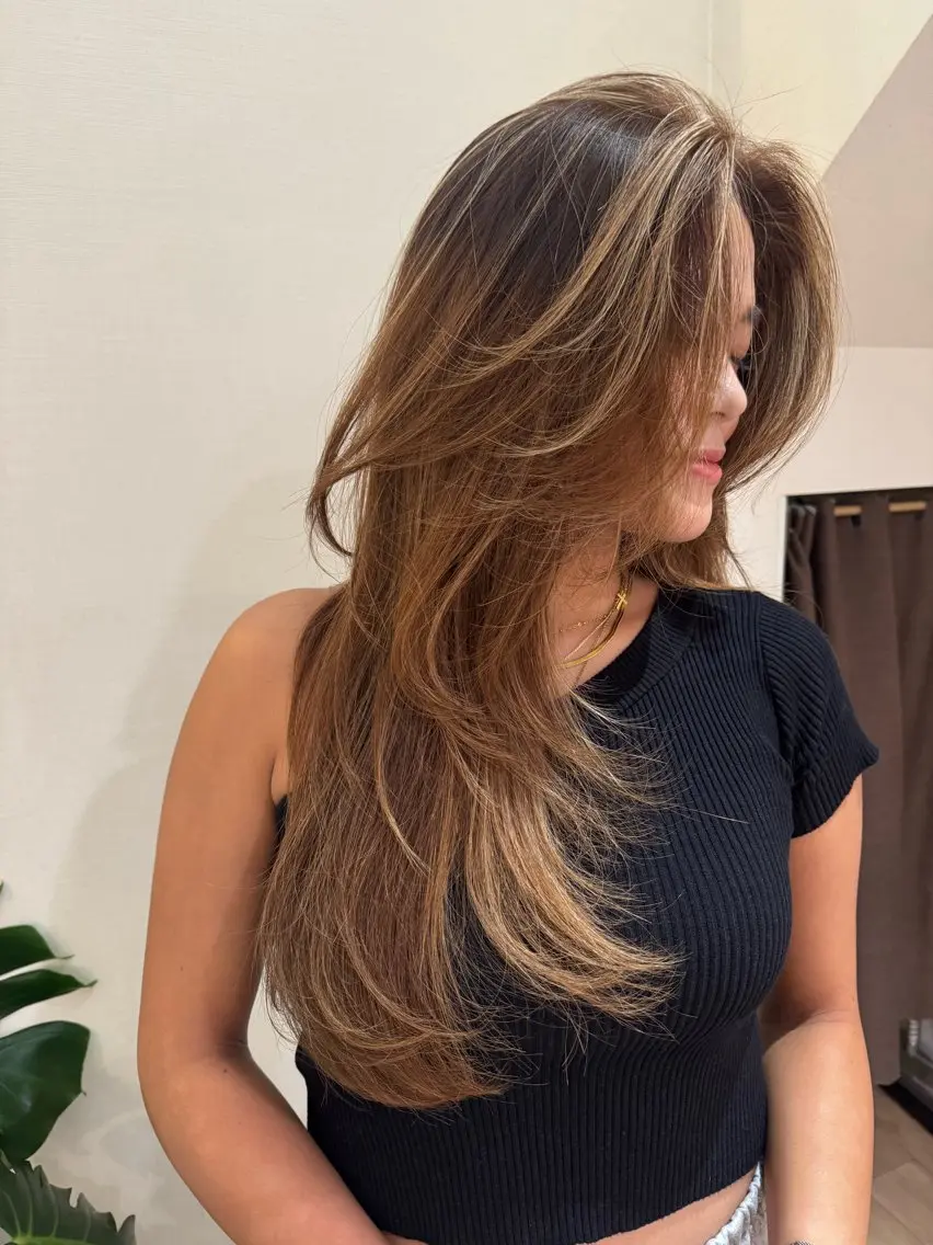 ロング ヘアアレンジ レイヤーカット 福井 珠乃のヘアスタイル