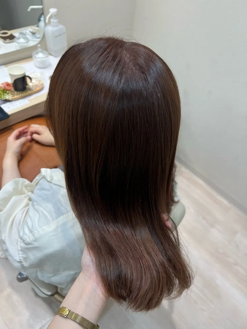 ミディアム カラー ベージュカラー ピンクカラー ピンクベージュ ヘアカラー トリートメント ✨🌿大人可愛い愛さ れhair🌿✨松本のヘアスタイル