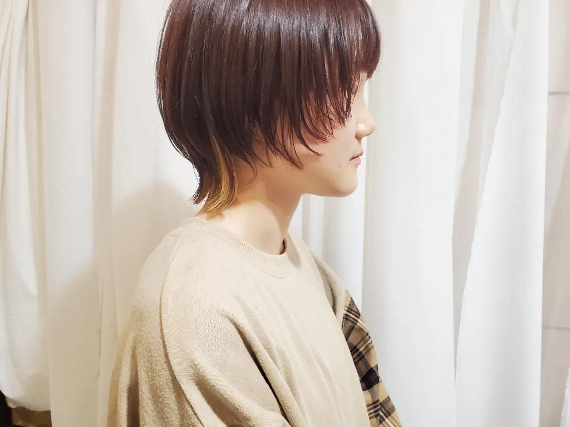 ショート カラー ブリーチ ブラウンカラー ブリーチなしカラー レッドカラー レッドブラウン パ ルのヘアスタイル