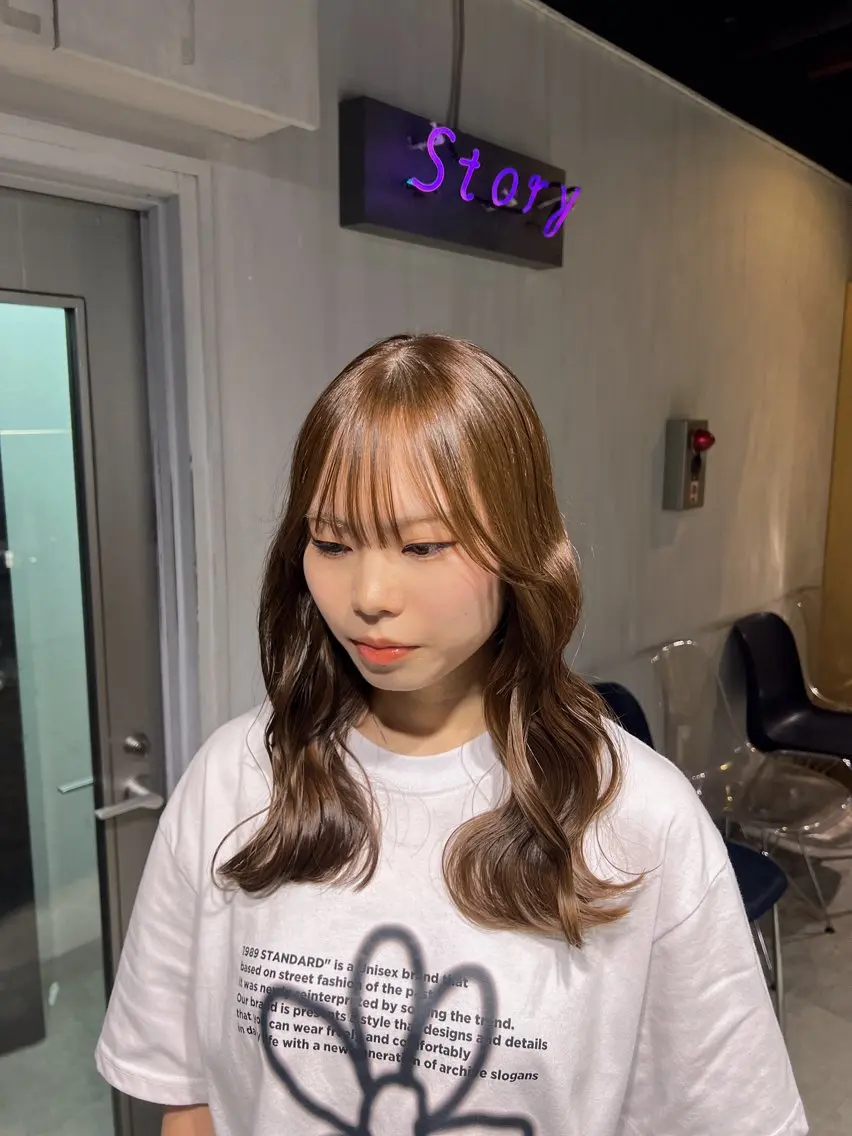 ロング カラー ヘアカラー トリートメント NANAMI🩵 大人可愛い韓国ヘアのヘアスタイル