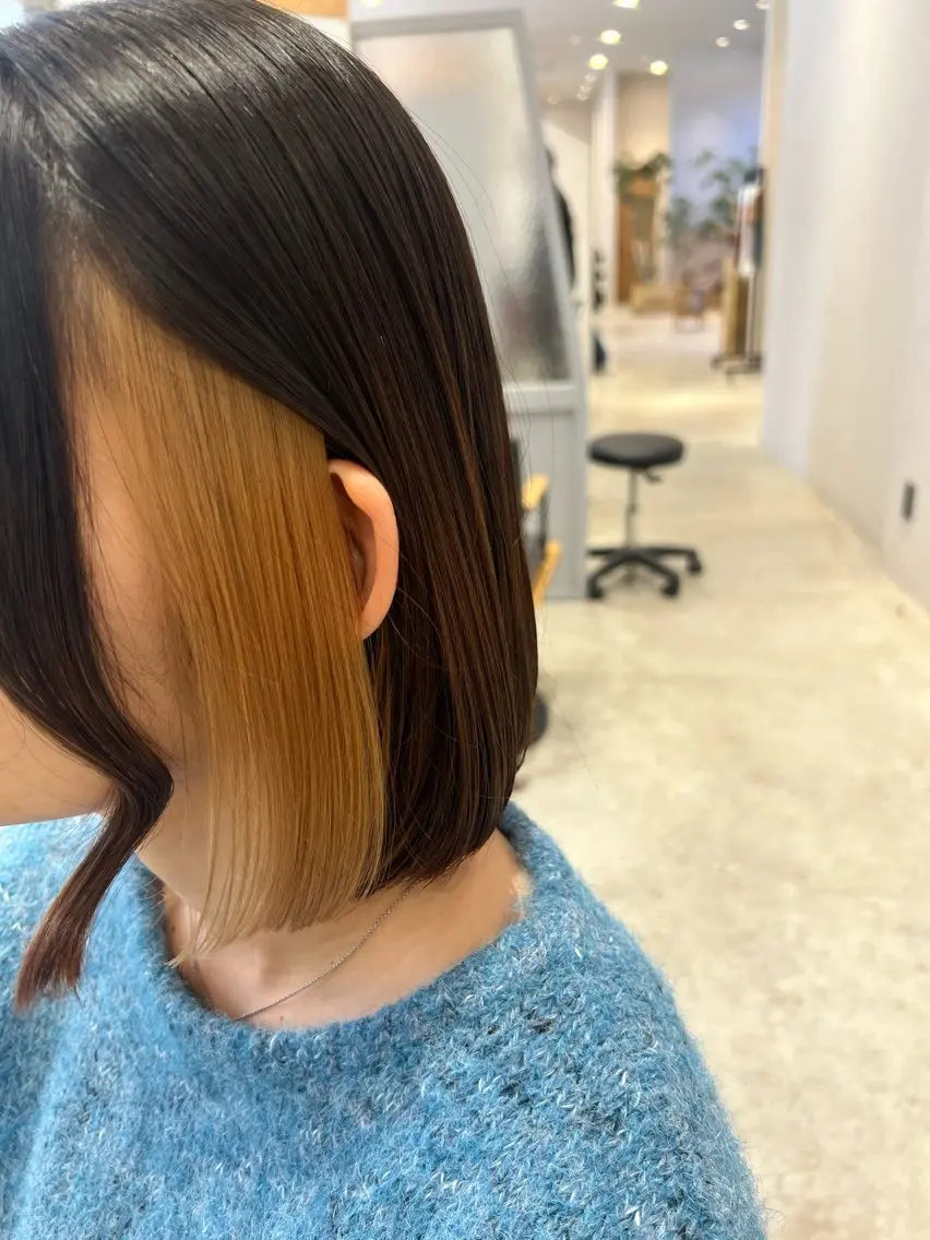 ブリーチ込みインナーカラー🩵の写真