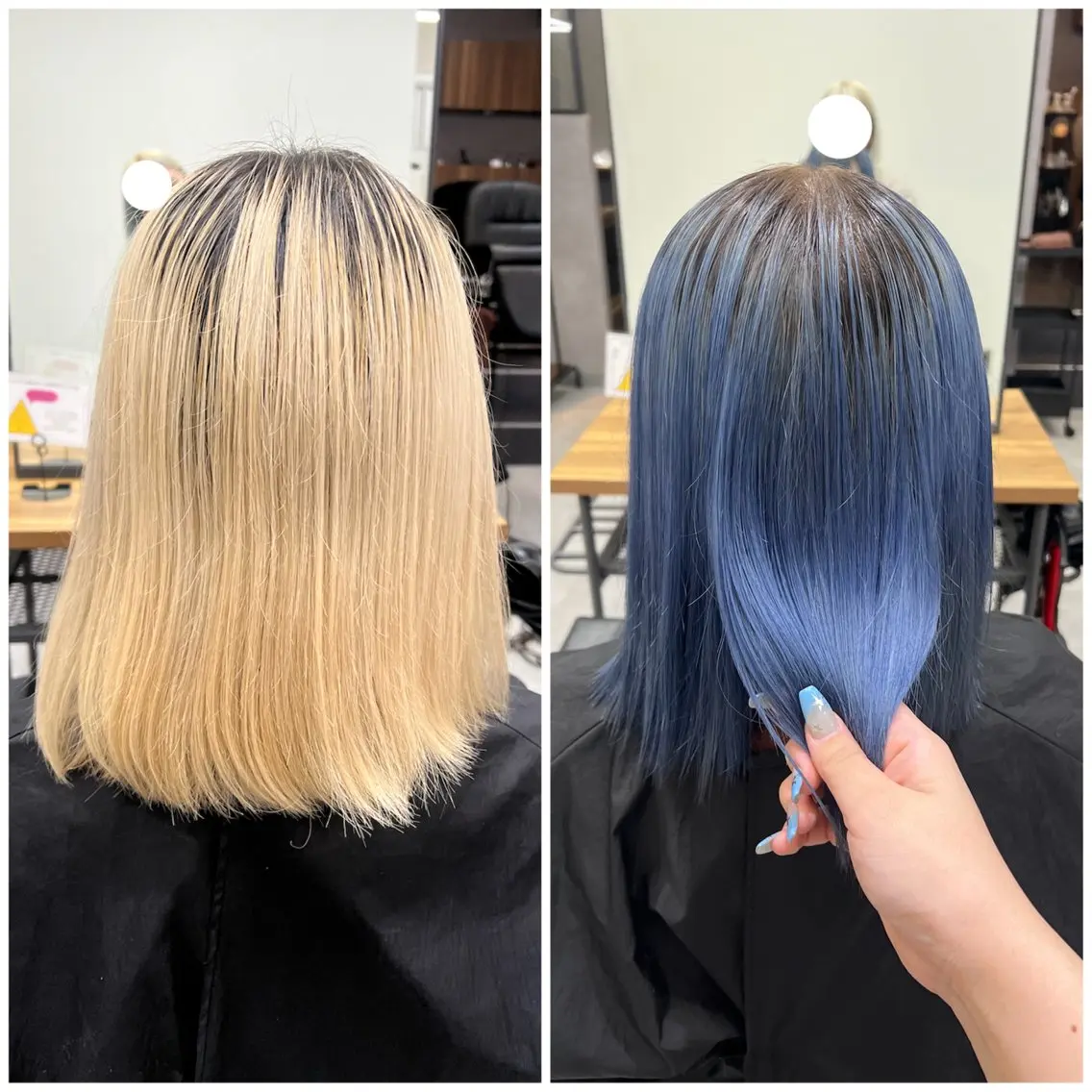 ミディアム カラー ブリーチ ブルーカラー 透明感カラー ネイビーカラー ショート/ウルフ カットモデル募集のヘアスタイル