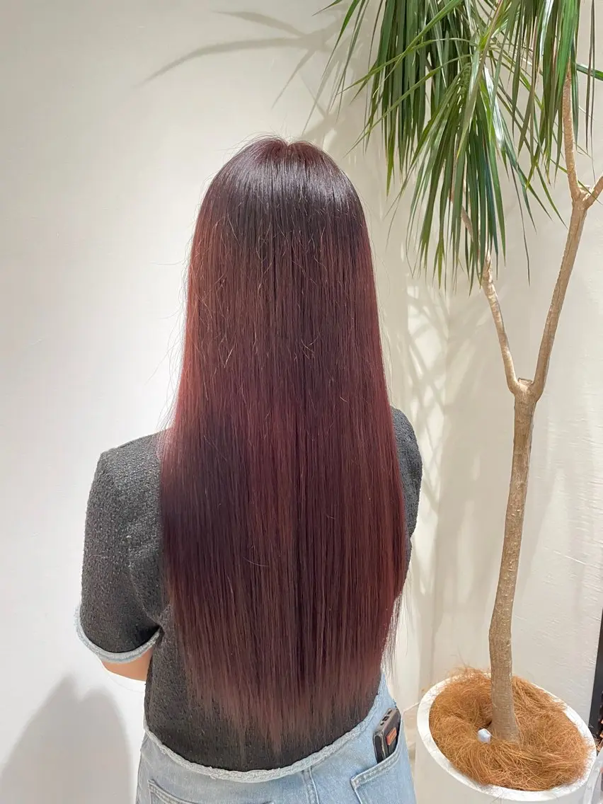 ロング カラー ヘアアレンジ メンズ メンズブリーチ ブリーチ ボルドーカラー 新宿/レイヤー/ 透明感カラーしょうごのヘアスタイル
