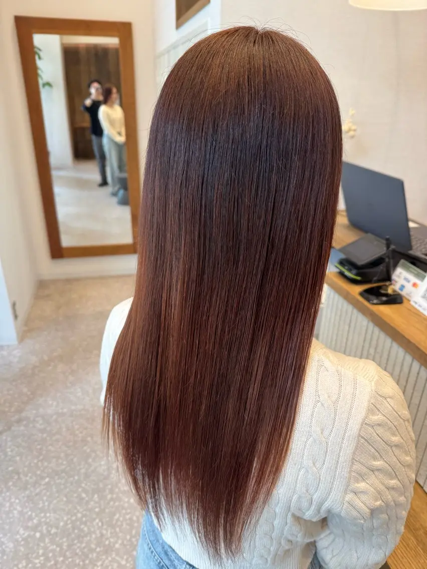 ロング 髪質改善 トリートメント カット 縮毛矯正 トリートメント 荒木 理緒のヘアスタイル