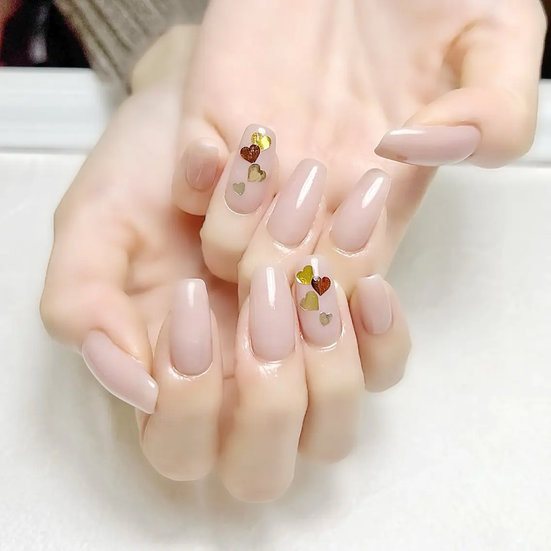 ネイル ハート オフィスネイル ワンカラーネイル シンプルネイル 冬ネイル rouse nail RISATOのネイルデザイン