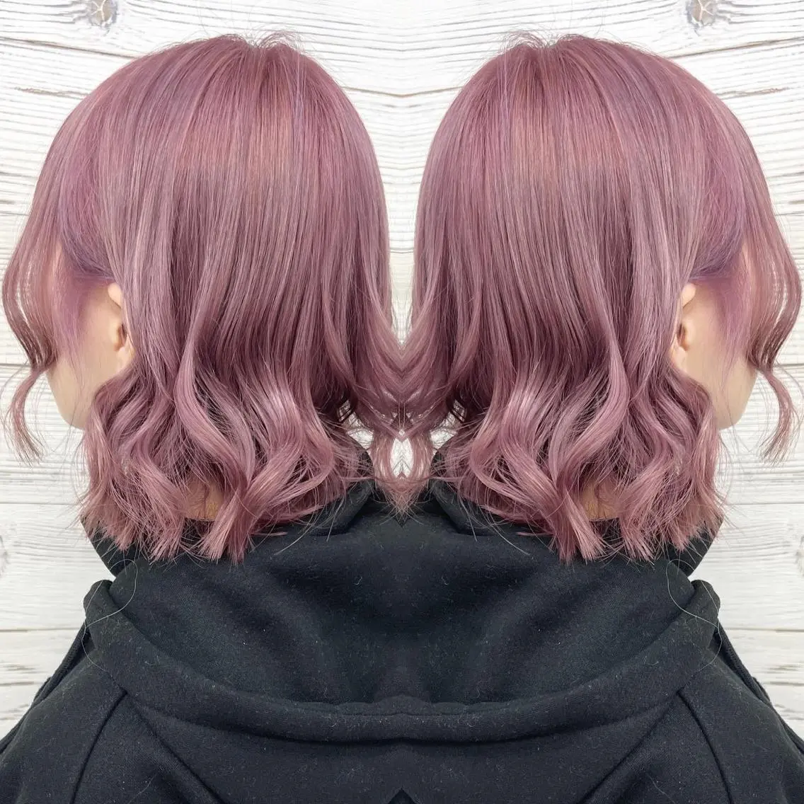 ミディアム カラー ヘアアレンジ ラベンダーカラー ラベンダーピンク ピンクカラー 外ハネヘア ヘアカラー トリートメント 枝毛カット＆髪質改善 満足NO.1岡しゃんのヘアスタイル