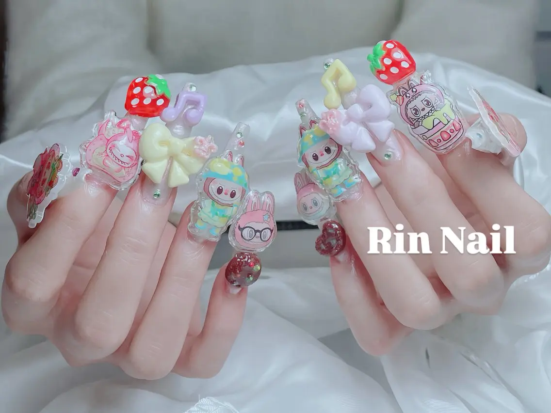 ネイル アニマル柄 ボルドー ブラウン チークネイル フレンチネイル ハンドネイル Rin Nail 新大久保店のネイルデザイン