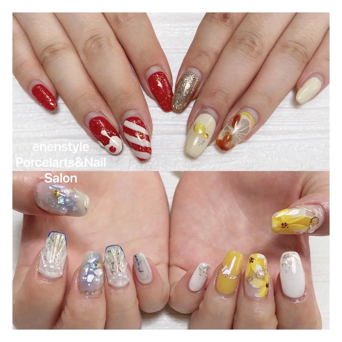ミディアム ネイル ハンドネイル 🐾enen style 🐾のネイルデザイン