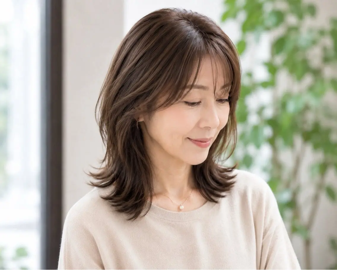 ミディアム 菅野谷 琉那のヘアスタイル