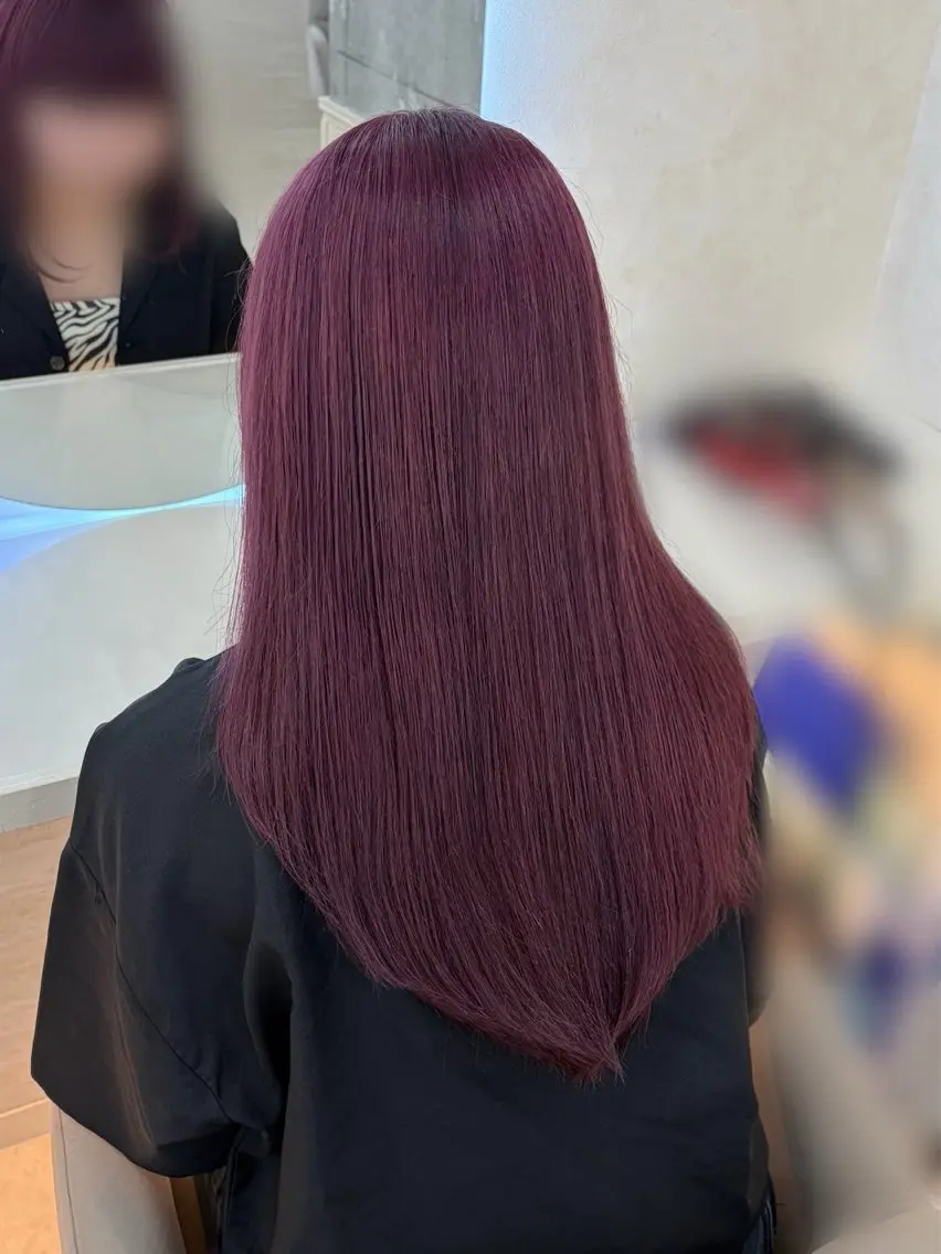 ロング カラー ブリーチ カシス ダブルカラー ピンクカラー ヘアカラー トリートメント 倉澤 愛理のヘアスタイル