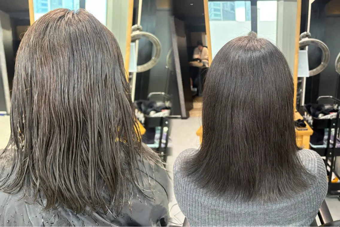ミディアム 髪質改善 縮毛矯正 トリートメント 酸熱トリートメント ヘアカラー カラーモデル募集 🤍momoha🤍のヘアスタイル