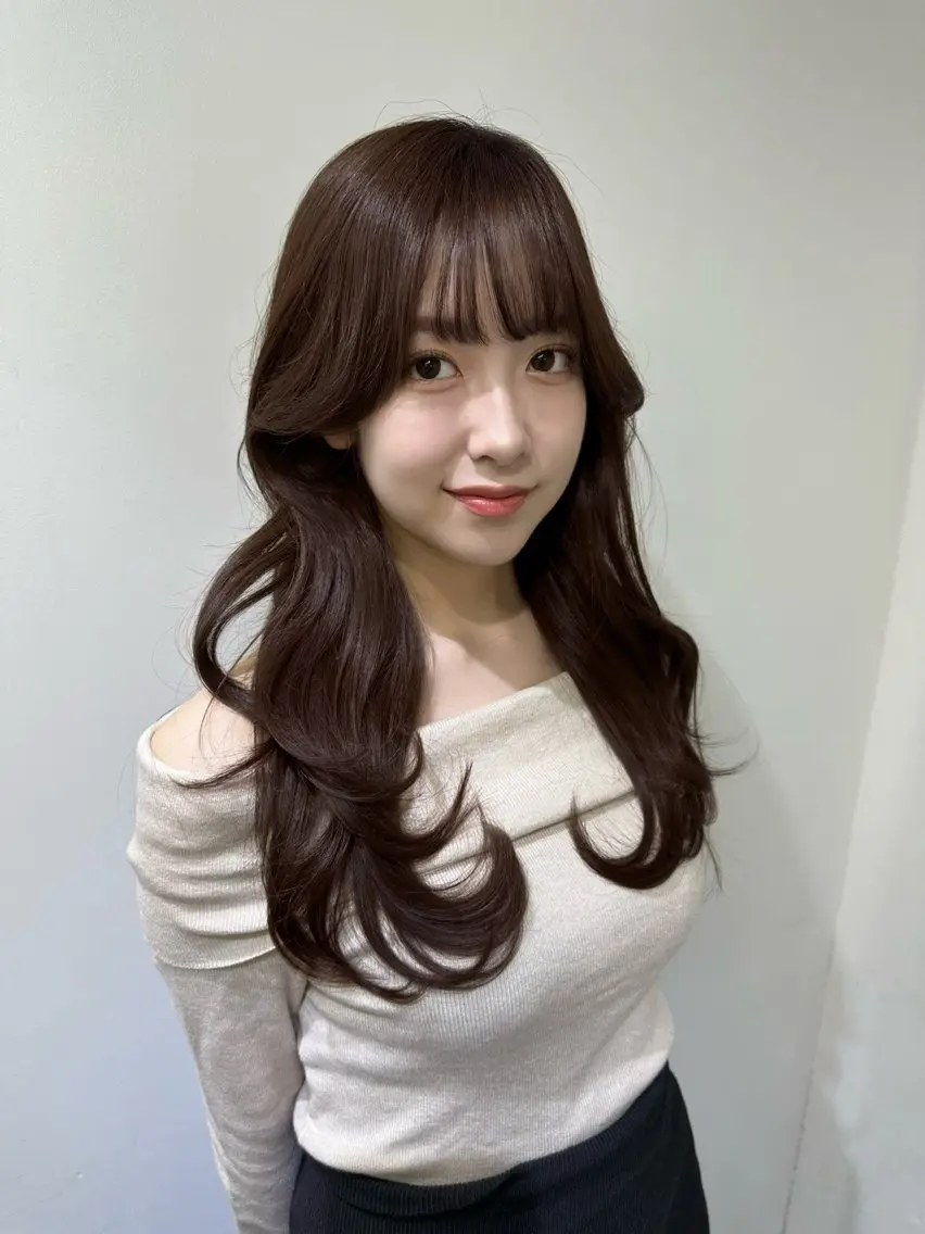 ロング カラー ミディアムレイヤー 添田晃基のヘアスタイル