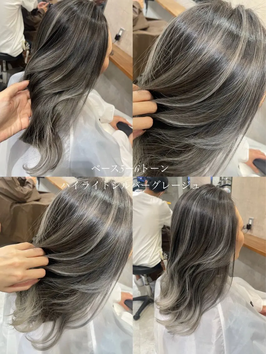 ロング カラー グレージュ ハイライトカラー ハイライト ヘアカラー 松井那津子 /ハイライトブリーチのヘアスタイル
