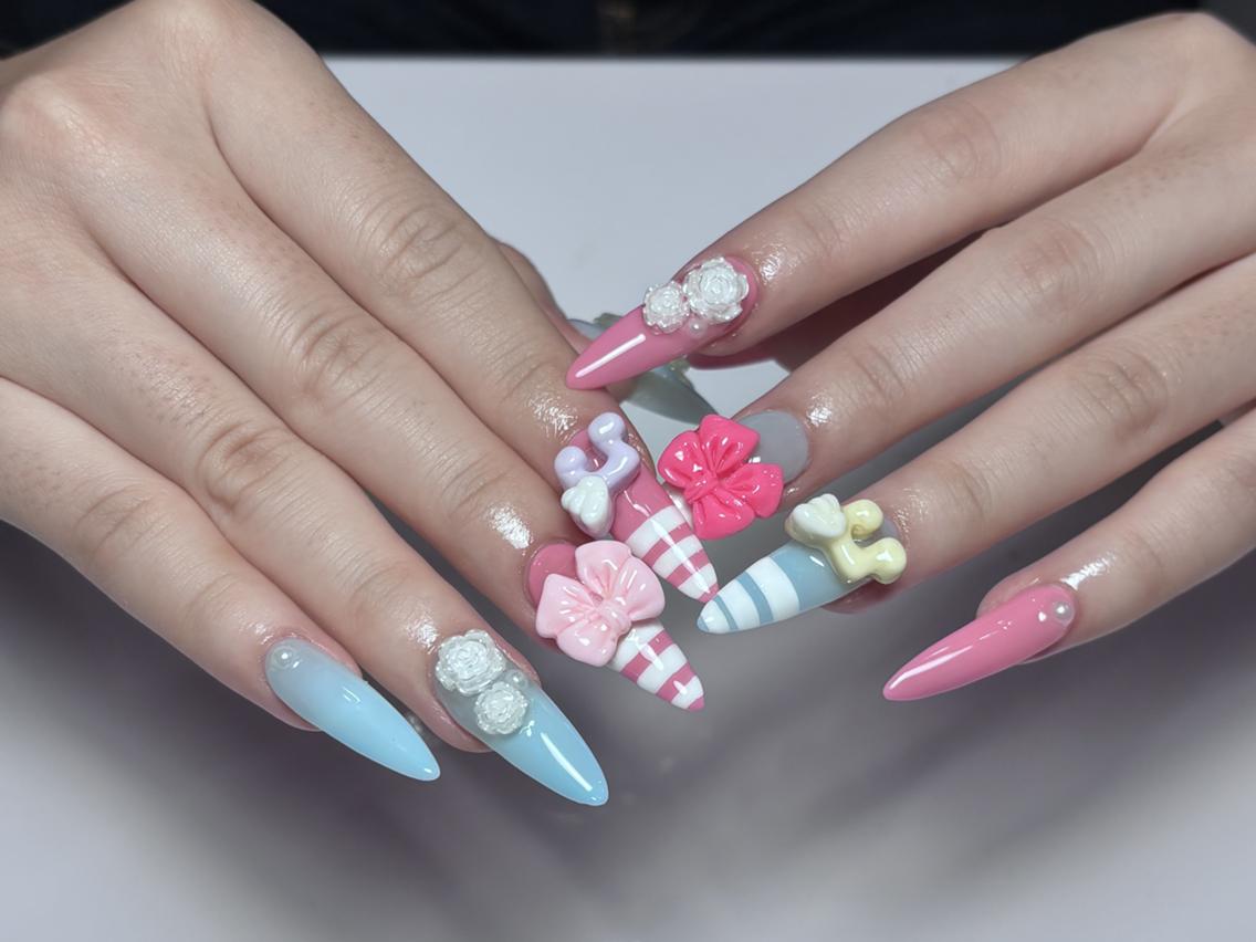 ネイル 長さ出し グラデーション 卒業式 キラキラネイル マグネットネイル HARI Belle nail 池袋のネイルデザイン