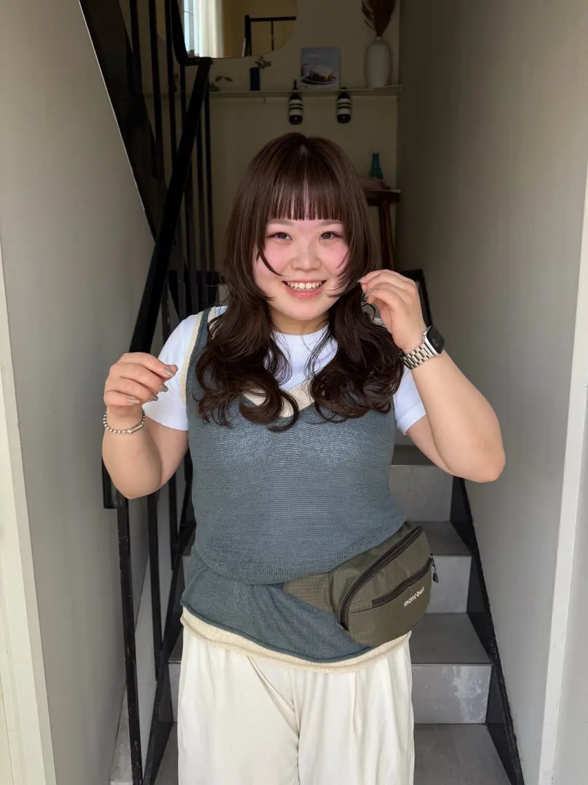 セミロング カラー カット ヘアカラー 桑本 さと子のヘアスタイル
