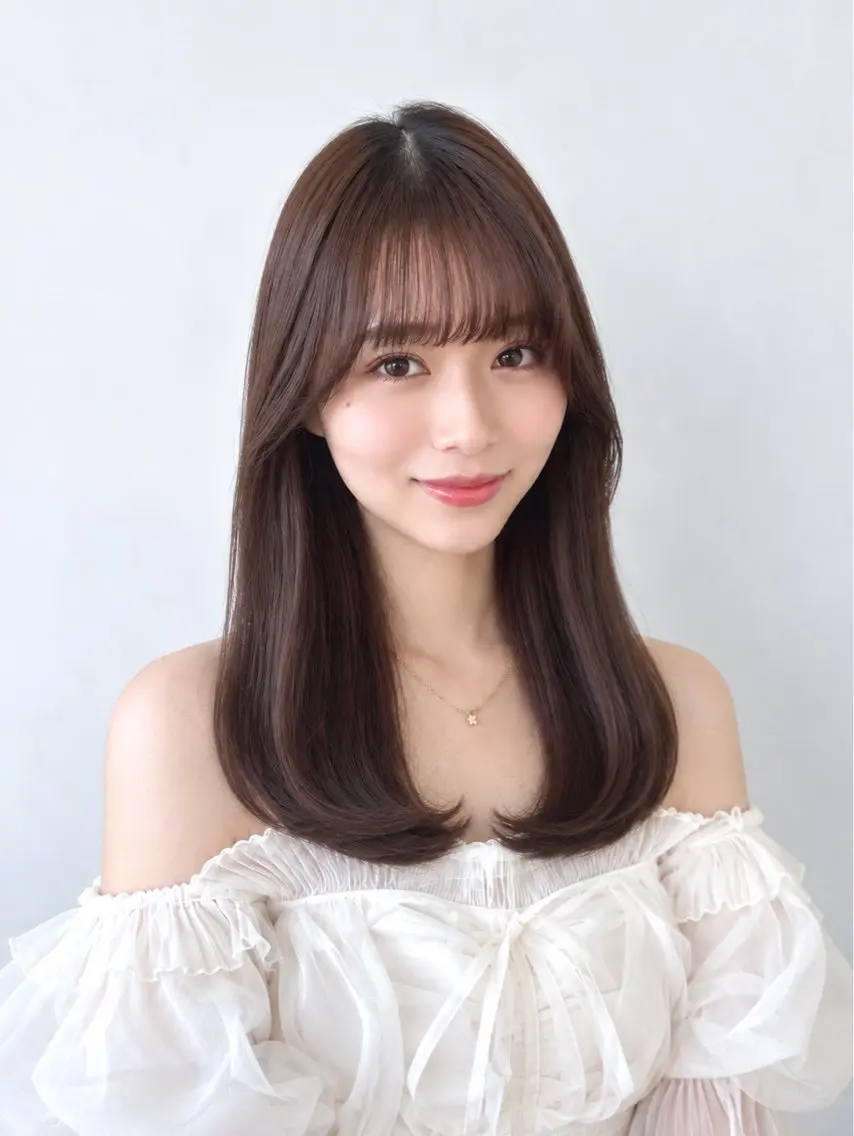 セミロング セミロングレイヤー レイヤーカット カット ヘアカラー トリートメント 顔周り/くびれヘア 韓国ヘア💕風間るなのヘアスタイル