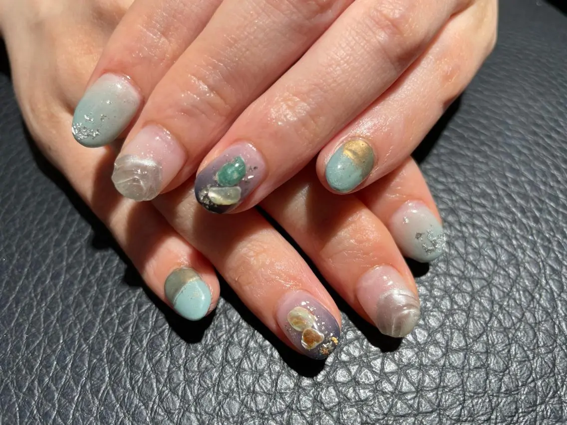 ネイル アートネイル ブルー ニュアンスネイル ハンドネイル フットネイル Aila.nail _F_AYUMIのネイルデザイン